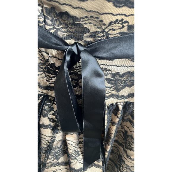 VTG 90s JESSICA MCCLINTOCK GUNNE SAX Dress Strapless Black Lace Overlay Mini Sm - Picture 6 of 12